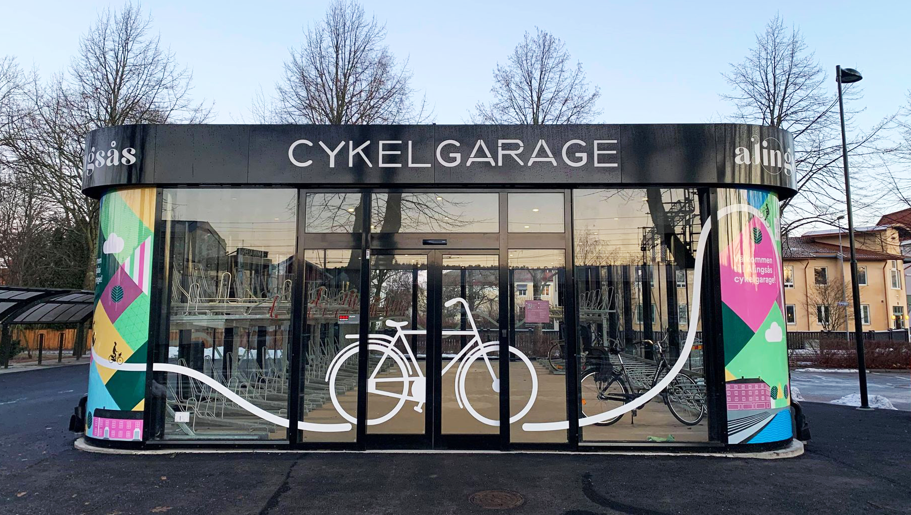 Cykelgaraget vid Alingsås station.