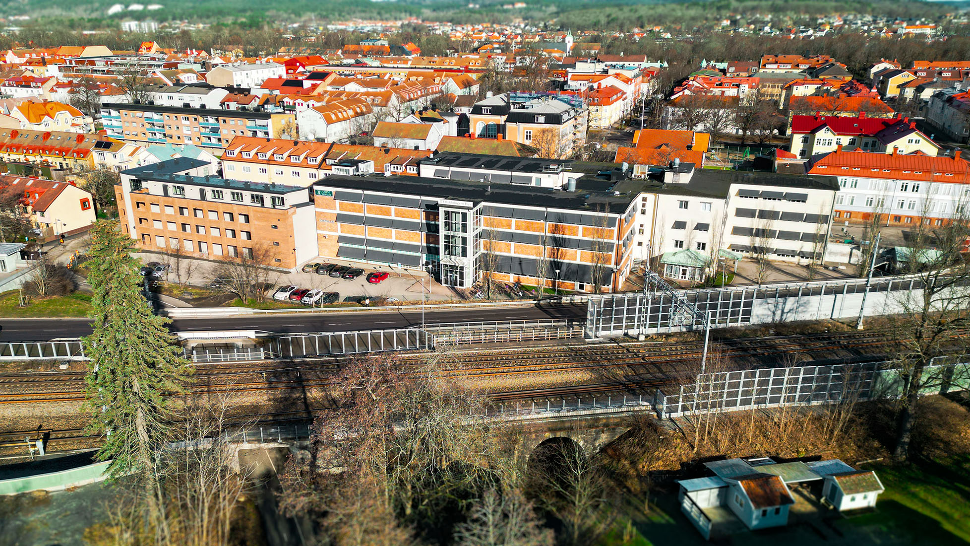 Flygbild på Campus Alingsås.